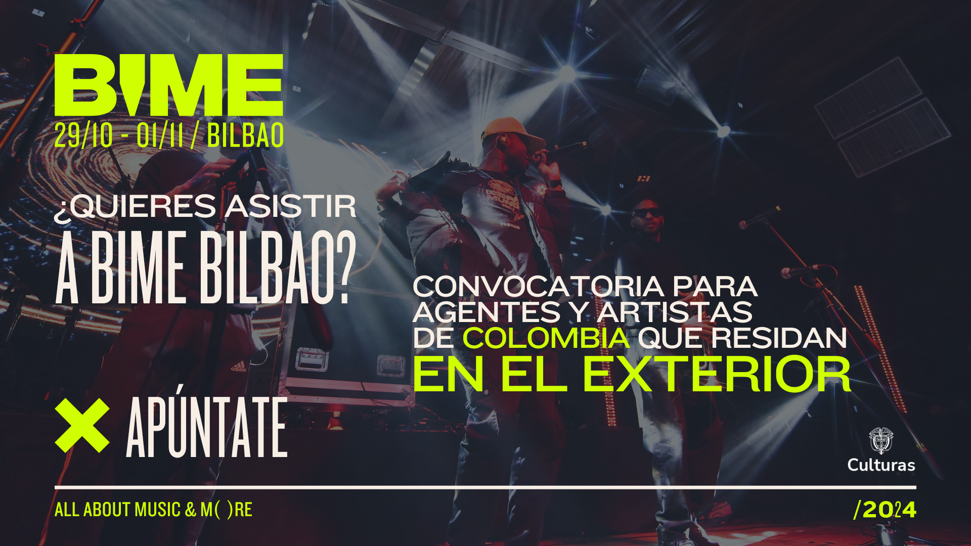 [CERRADA] ¡Convocatoria abierta para BIME Bilbao 2024 para artistas y profesionales de Colombia que residan en el exterior!